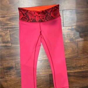 Lululemon Red Cropped Athletic Pants with Stretchy Fit